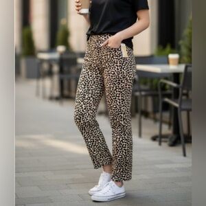 NWT Michael Kors High Rise Selma Skinny Tan Khaki Leopard/Cheetah Print Jeans